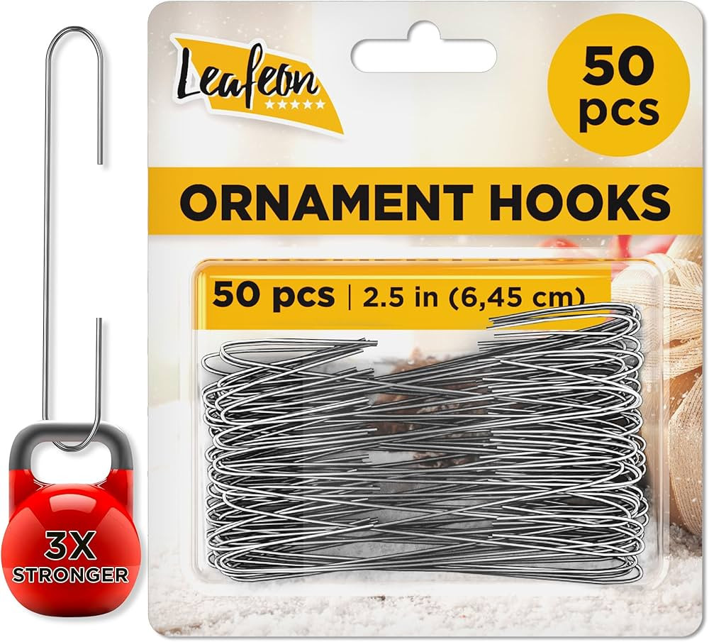 Paquete de 50 ganchos para adornos de Navidad, grandes perchas de adornos para decoración de ár... | Amazon (US)