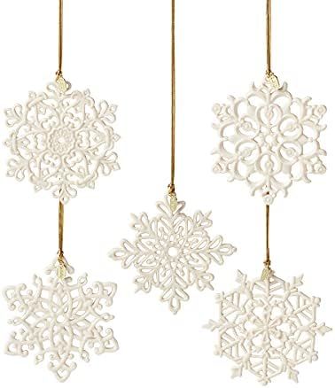 Lenox Snow Fantasies 5-Piece Snowflake Ornament Set, 0.67, Ivory | Amazon (US)