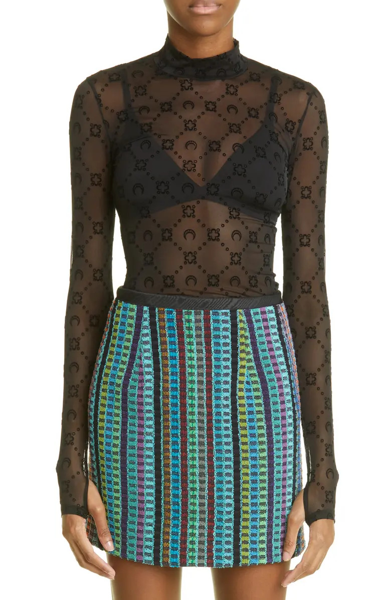Marine Serre Moonogram Flocked Mesh Top | Nordstrom | Nordstrom