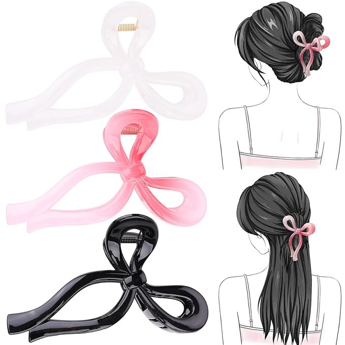 3 Pcs Bow Hair Clips Elegant Hair Claw Butterfly Hair Accessories for Girls Nonslip Butterfly Cli... | Amazon (US)