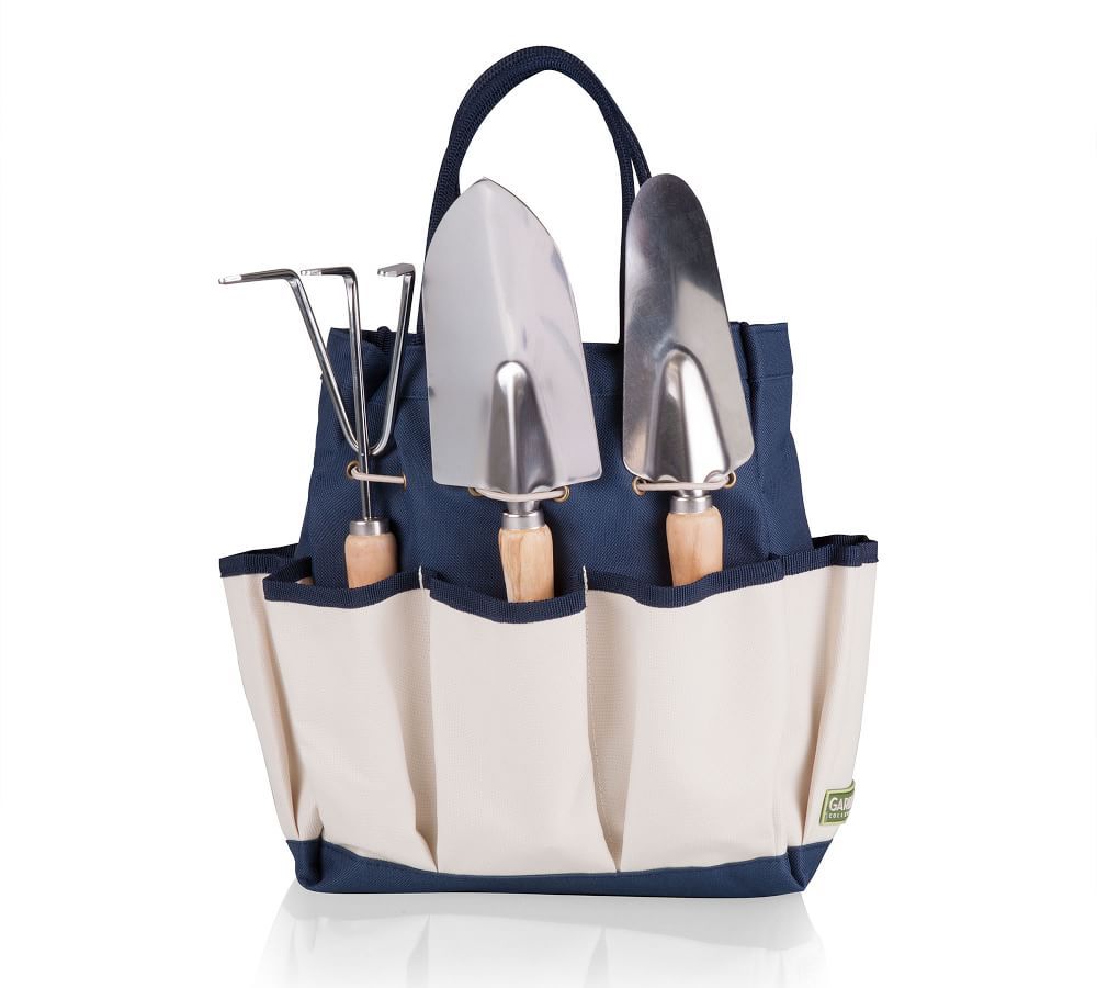 Garden Tote with Tools, 12&amp;quot;w x 3&amp;quot;D x 12&amp;quot;H, Navy | Pottery Barn (US)