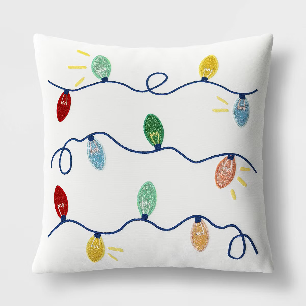 16"x16" Reversible String Lights Square Christmas Throw Pillow White/Blue - Wondershop™ | Target