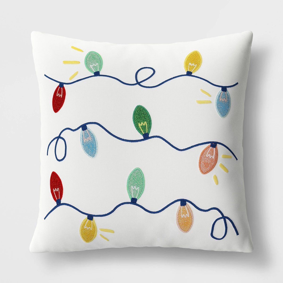16"x16" Reversible String Lights Square Christmas Throw Pillow White/Blue - Wondershop™ | Target