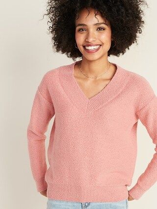 Cozy Bouclé V-Neck Sweater for Women | Old Navy (US)