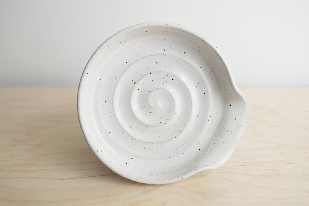 Speckled White Ceramic Spoon Rest  Natural White Ceramic - Etsy | Etsy (US)