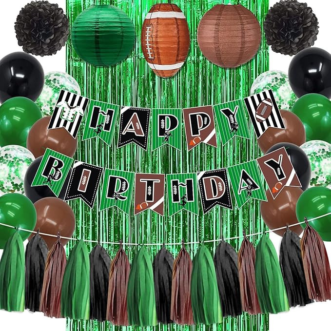 Football Party Decorations Superbowl Party 2025 Football Birthday Banner and Paper Football Pom P... | Amazon (US)