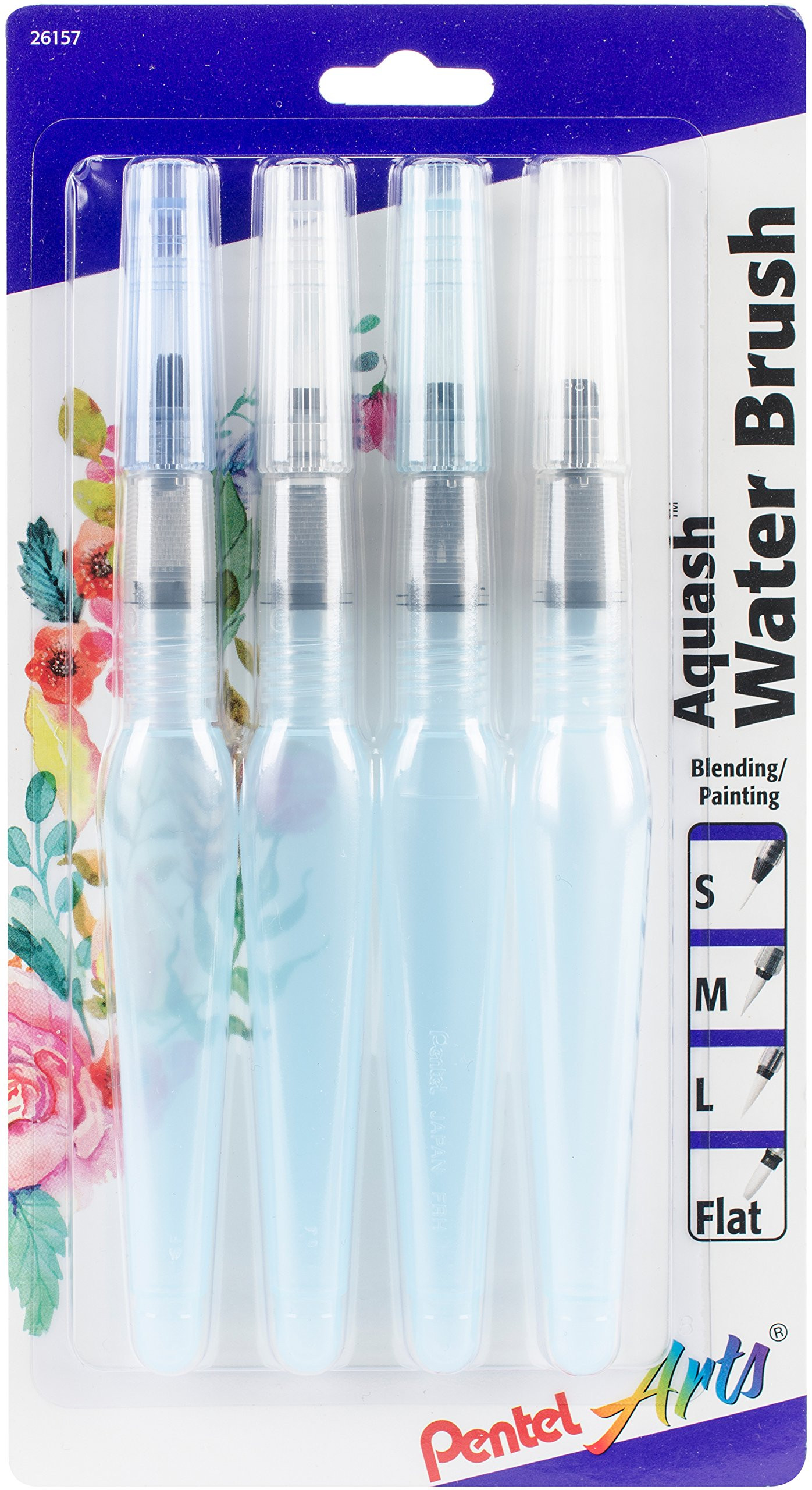 Pentel Arts Aquash Water Brush Assorted Tips, Pack of 4 (FRHBP4M) | Amazon (US)