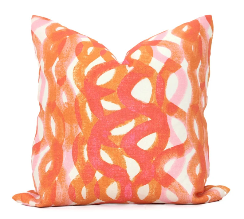 Hot Pink  and Orange Christopher Farr Fathom Decorative Pillow Covers 18x18, 20x20 or 22x22, 24x2... | Etsy (US)