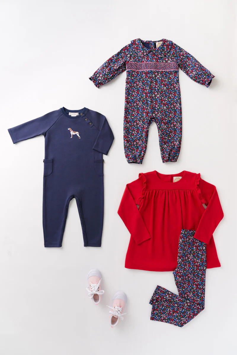 Rigsby Romper - Fairfax Farm Floral with Hamptons Hot Pink | The Beaufort Bonnet Company