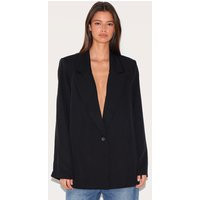 Black Oversized Drapey Button Detail Blazer | PrettyLittleThing US