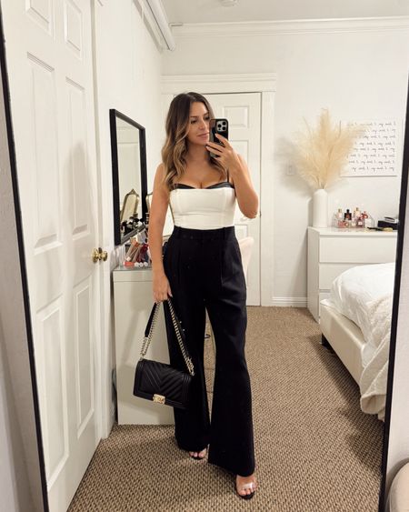 Date night outfit

Reformation corset top- 6
Abercrombie trouser pants- 26 short
Chanel boy bag

Petite, black and white outfit

#LTKStyleTip #LTKSeasonal