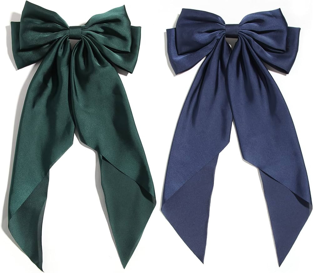SUSULU Green Hair Bows Navy Hair Bows Barrettes Clips for Women Oversied Layerd Bows Hair Clip Lo... | Amazon (US)