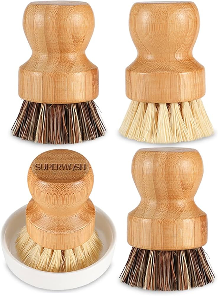 Bamboo Wood Dish Brush - SUPERWASH PLUS Bamboo dish washing brushes are truly made from bamboo ha... | Amazon (US)