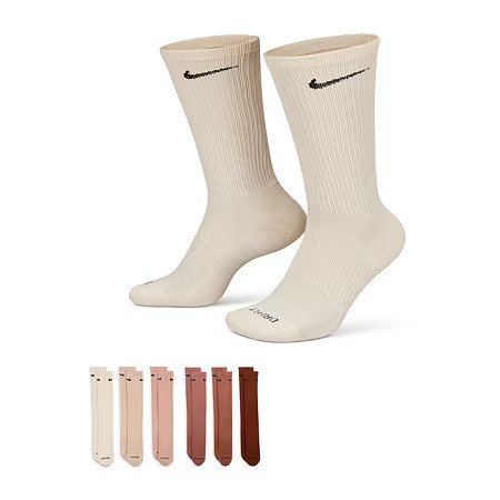 Nike Everyday Plus Cushioned Unisex Adult 6 Pair Crew Socks, Medium, Beige | JCPenney