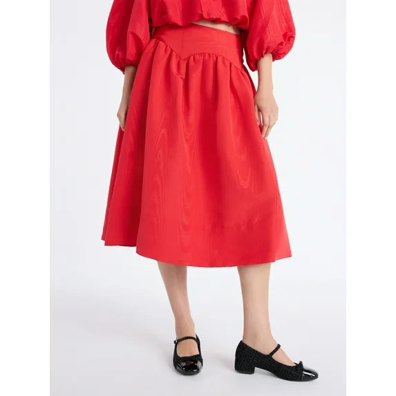 Free Assembly Women's and Women's Plus Shirred Yoke Midi Skirt, Size 0-26 | Walmart (US)