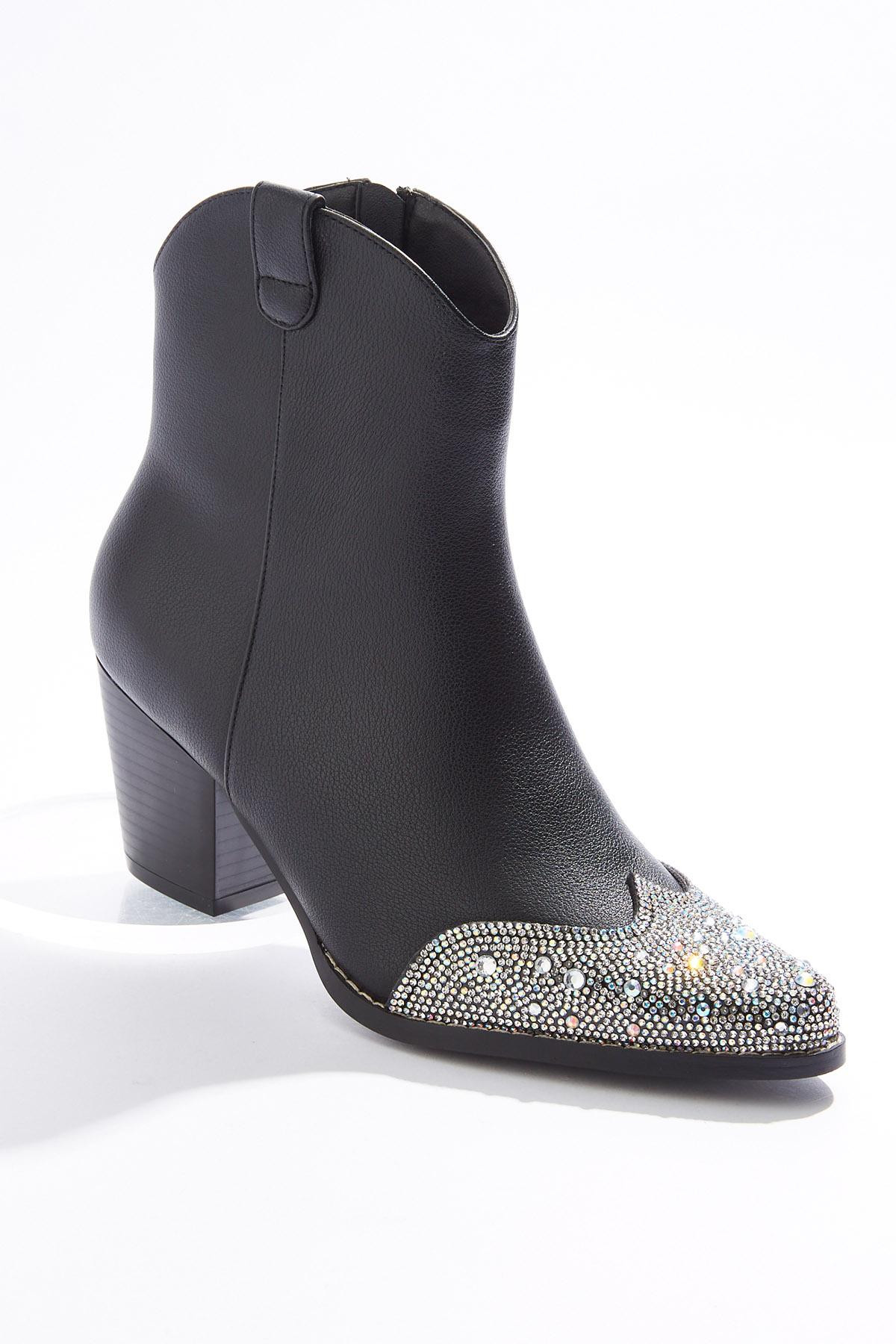 Rhinestone Cap Toe Western Boots | Cato Fashions
