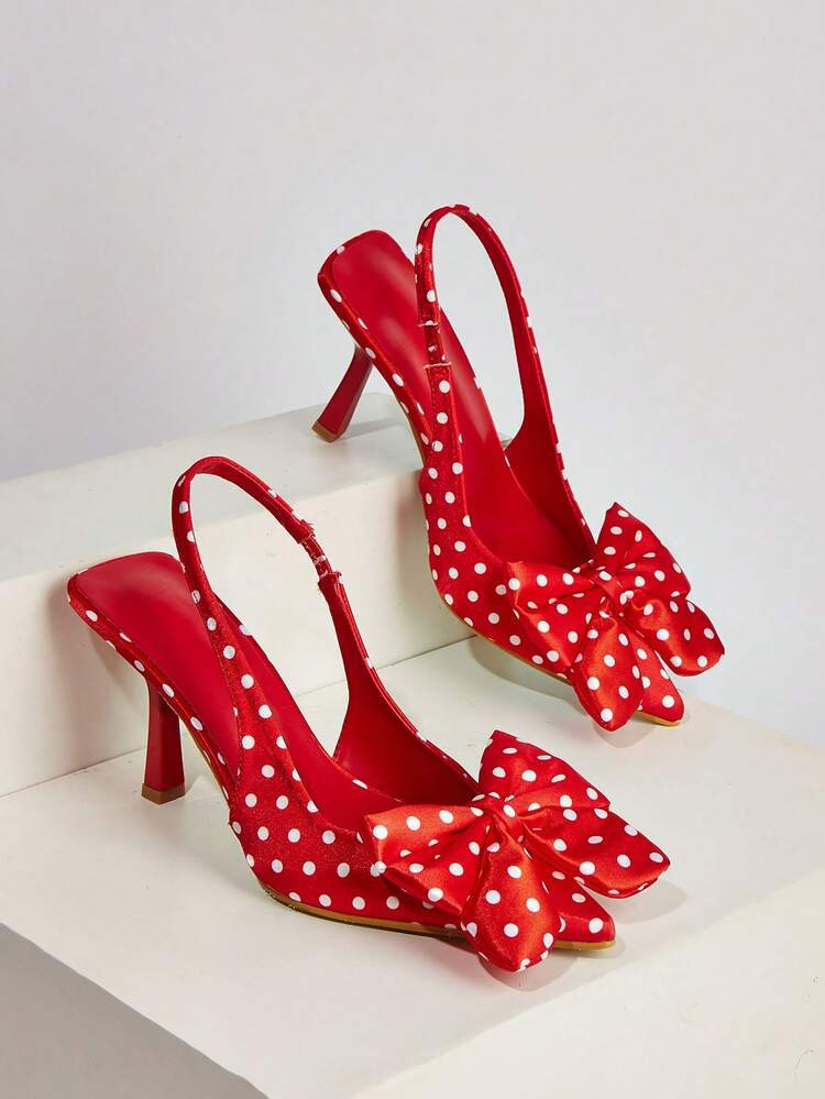 Elegant Red Polka dot heel | SHEIN