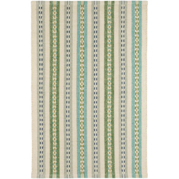 Long Slade Kit Kemp x Annie Selke Long Slade Teal Handwoven Cotton Rug | Wayfair North America