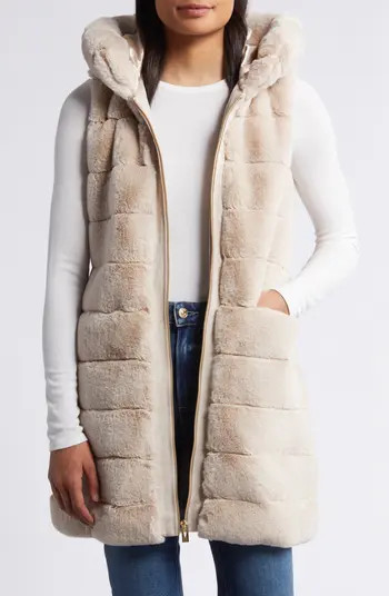Via Spiga Quilted Faux Fur Hooded Vest | Nordstrom | Nordstrom