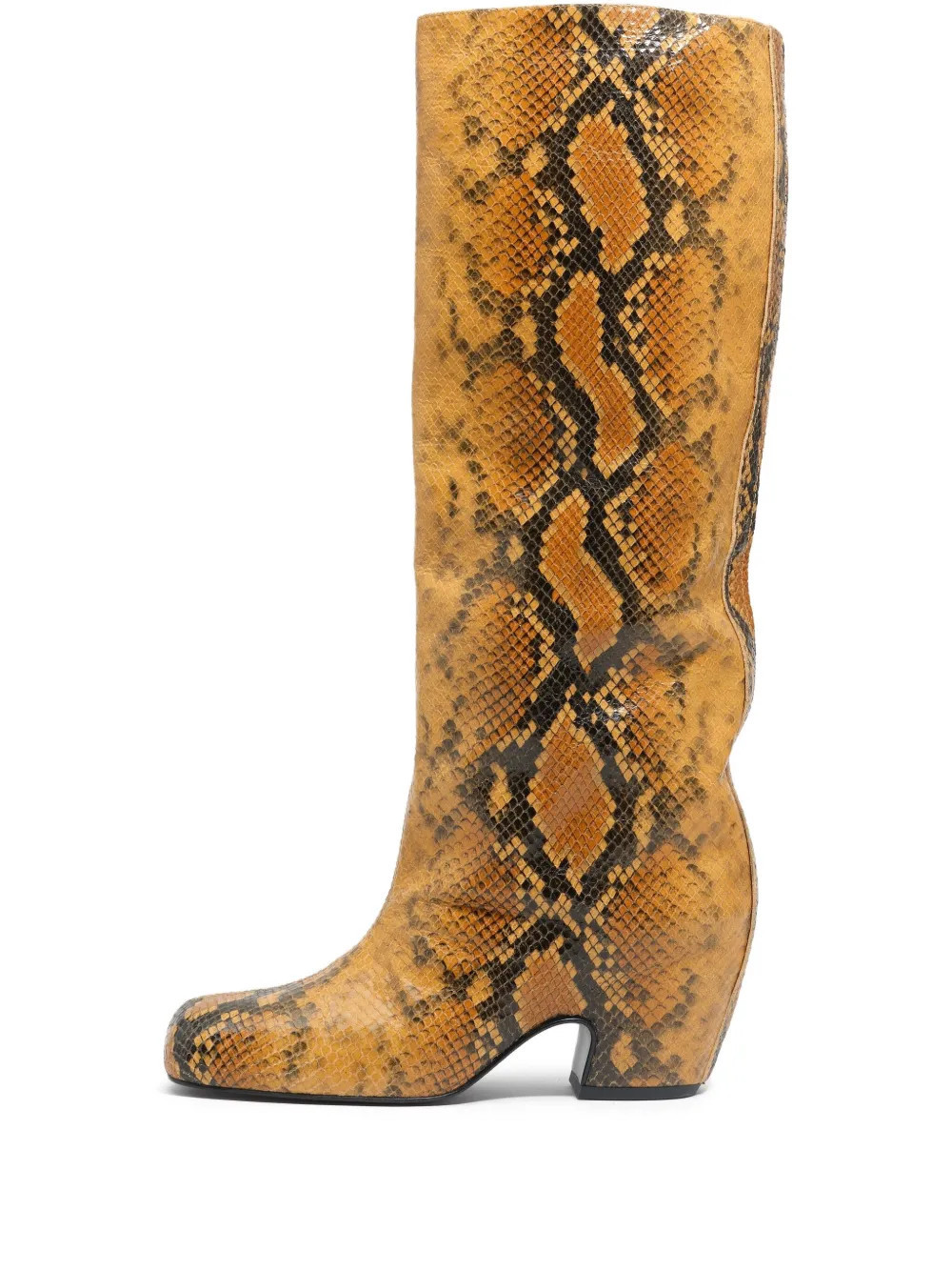 Bimba y Lola 55mm snake-print leather boots - Orange | Farfetch Global