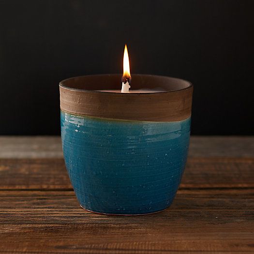 Citronella Candle, Blue Dipped Ceramic Vessel | Terrain