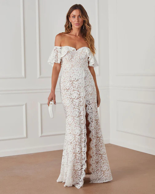 PREORDER - Enchanted By Your Love Lace Maxi Dress - Ivory | VICI