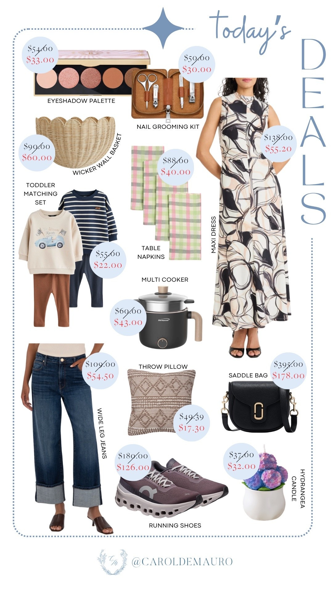 Rounding up today’s deals! A mix of neutral home decor, toddler essentials, and closet staples: a printed maxi dress, wide-leg jeans, On Cloud running shoes, an eyeshadow palette, a multi-cooker, table napkins, and more.

spring fashion, on sale now, fashion accessories, trendy makeup, kitchen finds, kitchen appliances, home decor, toddler outfit

#LTKSeasonal #LTKootd #LTKSaleAlert