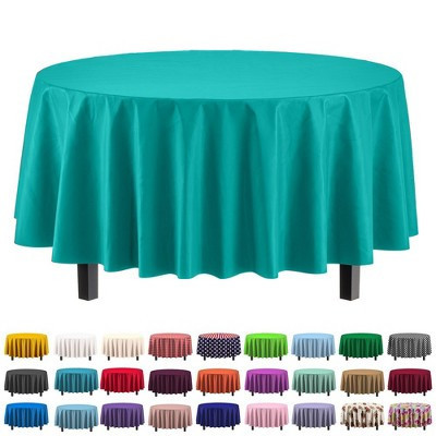 Crown Display Premium Quality Plastic Tablecloth 84 Inch. Round- Teal - 12 Packs | Target