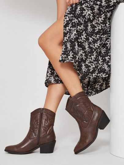 Faux Leather Cowboy Boots | SHEIN