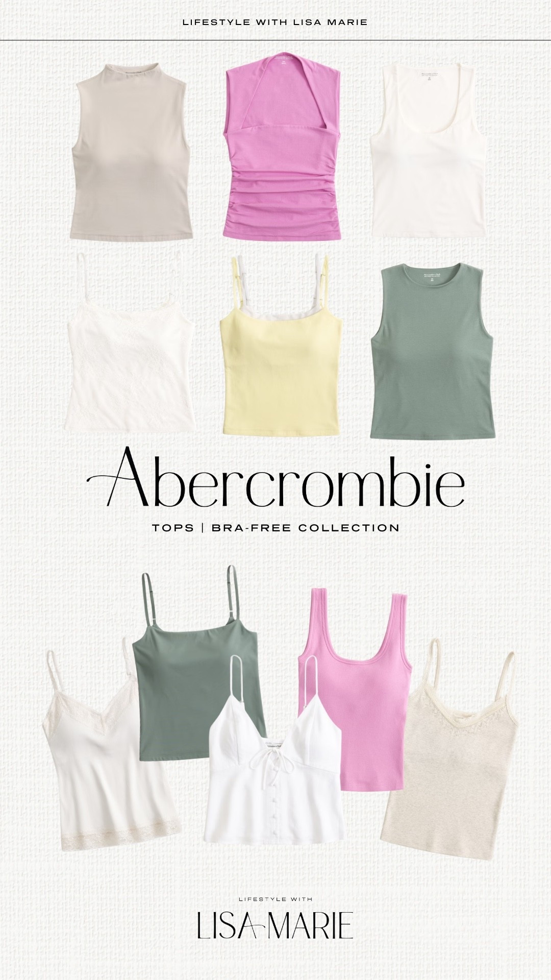 Abercrombie new arrival tops. Abercrombie bra free tops. Abercrombie bra free collection. Pastel tops. Spring tops. Summer tops. Bra free tops. Pink tops. Green tops. White tops. Tank tops. Spaghetti strap tops. Vacation tops. 

#LTKPetite #LTKootd #LTKSeasonal