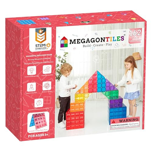 MEGAGONTILES 162PCS Premium MagneticTiles, MagnetTiles, STEM AUTHENTICATED, MEGA MagnetTiles Set,Magnetic Blocks,Magnetic Building Blocks,Magnets for Kids,MagneticTile Toy Boys Girls Age 3 4 5 6 7 8 | Amazon (US)