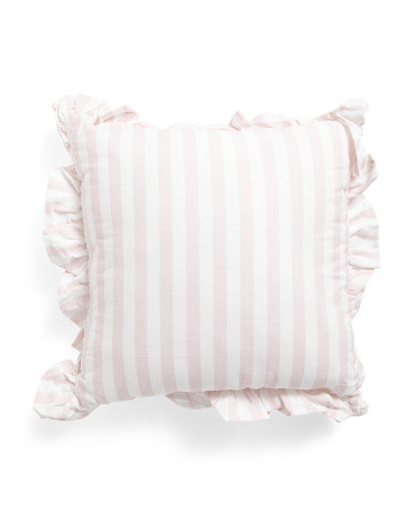 18x18 Cabana Striped Ruffle Pillow | Polyester/Cotton | Marshalls