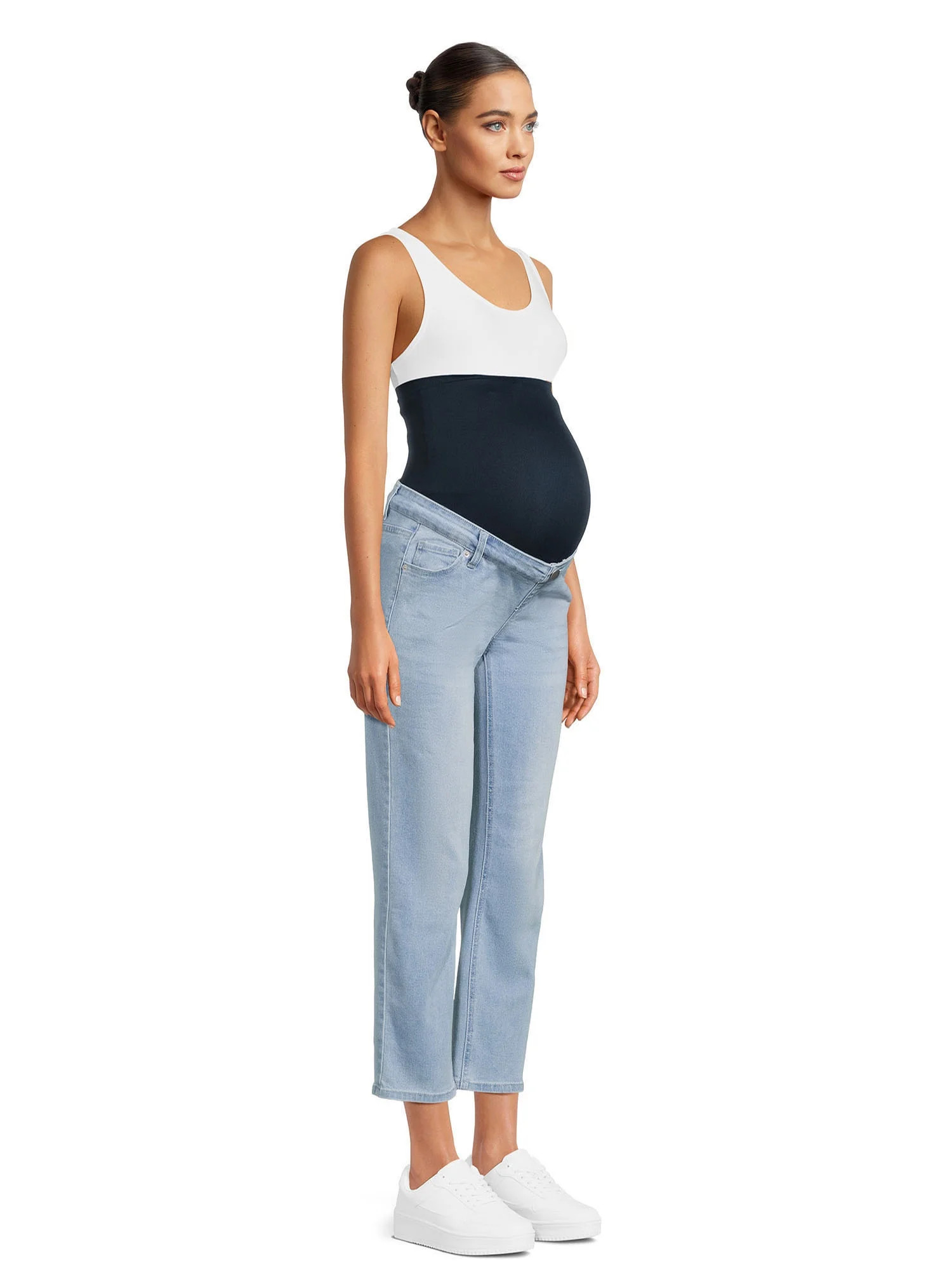 Time and Tru Women's Maternity Straight Jeans with Belly Band | Walmart (US)