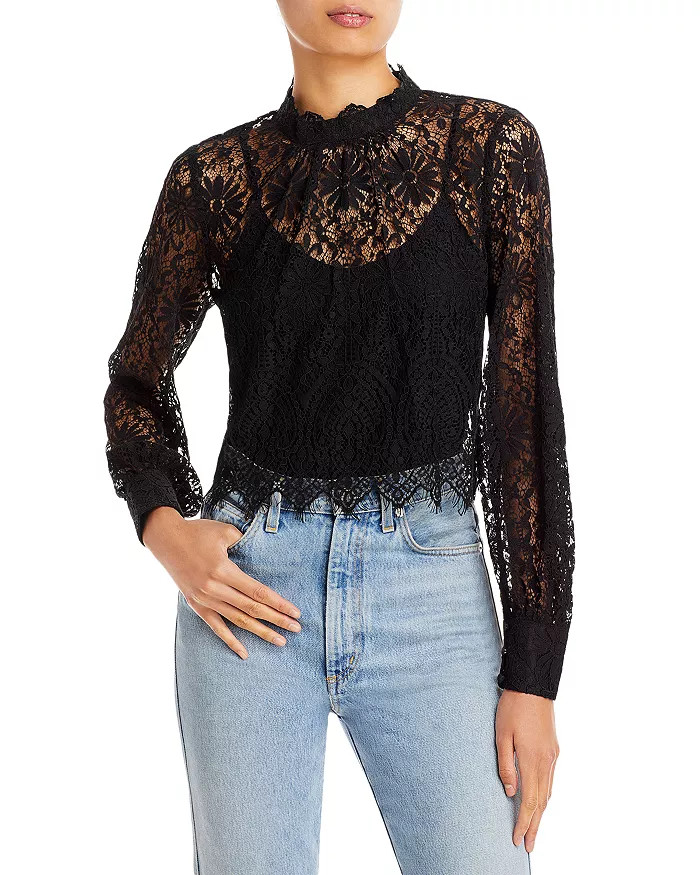 AQUA Lace Crop Top - 100% Exclusive Women - Bloomingdale's | Bloomingdale's (US)