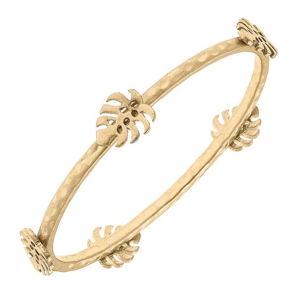 Monstera Leaf Bangle in Worn Gold | CANVAS