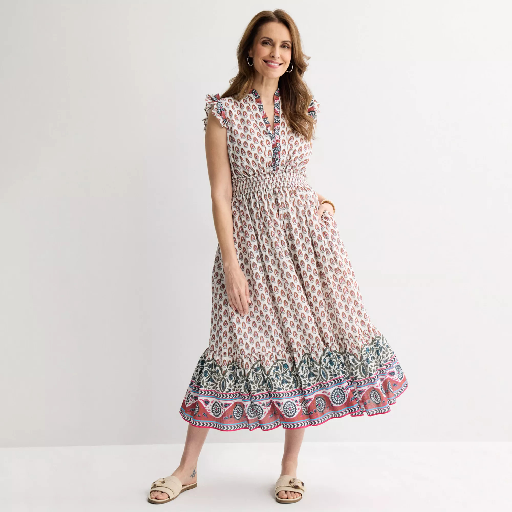 Women's Farmers Market Ruffle Sleeve Midi Dress | Kohl's