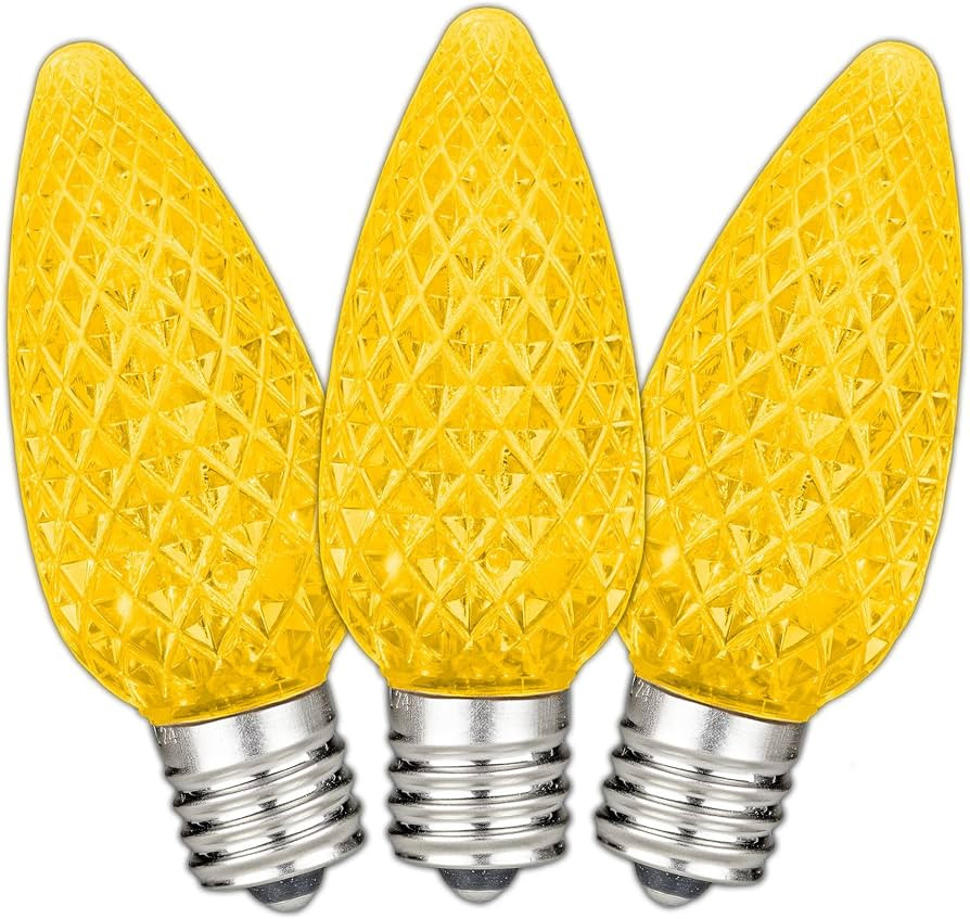 Novelty Lights 25 Pack Yellow C9 LED Christmas Light Replacement Bulbs | Amazon (US)