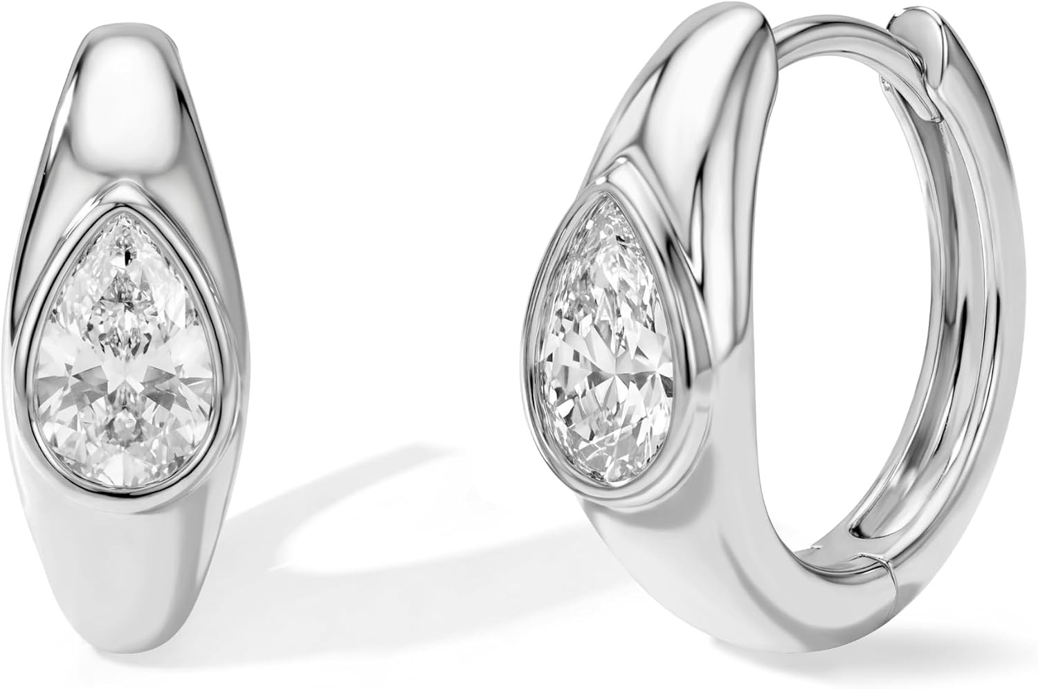 SUNNYOUTH 14K Gold & Silver Plated Hypoallergenic Chunky Huggie Hoop Earrings for Women, Trendy Statement CZ Hoops, Stackable for Multiple Piercings | Amazon (US)