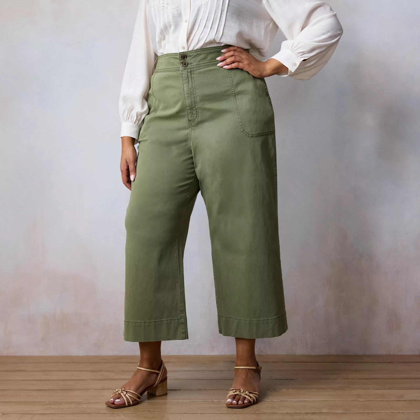 Plus Size LC Lauren Conrad Wildflower Utility Wide Leg Pants, Women's, Size: 24 W, Addison Green | Kohl's