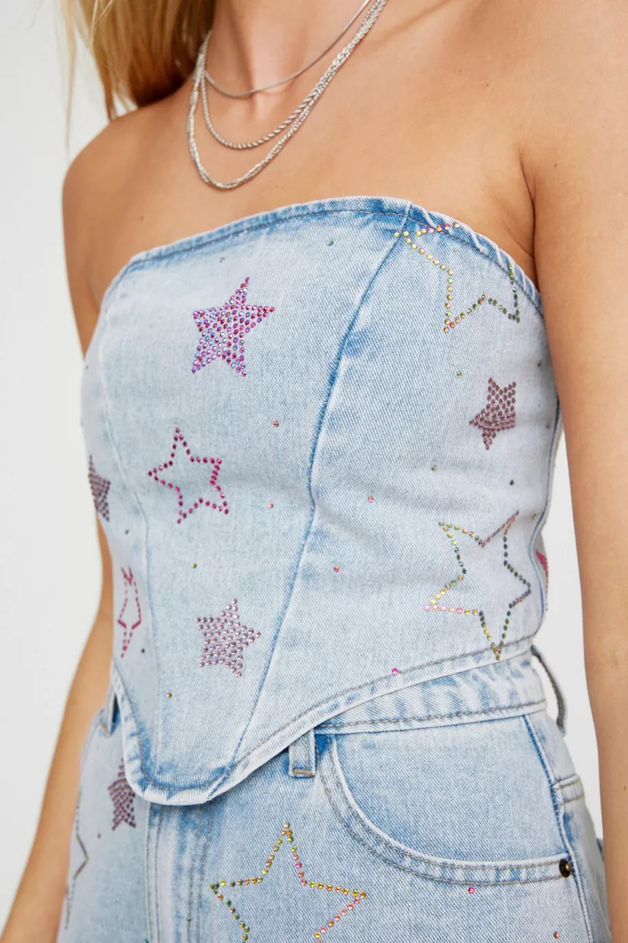 Star Hotfix Denim Bandeau Top | Nasty Gal US