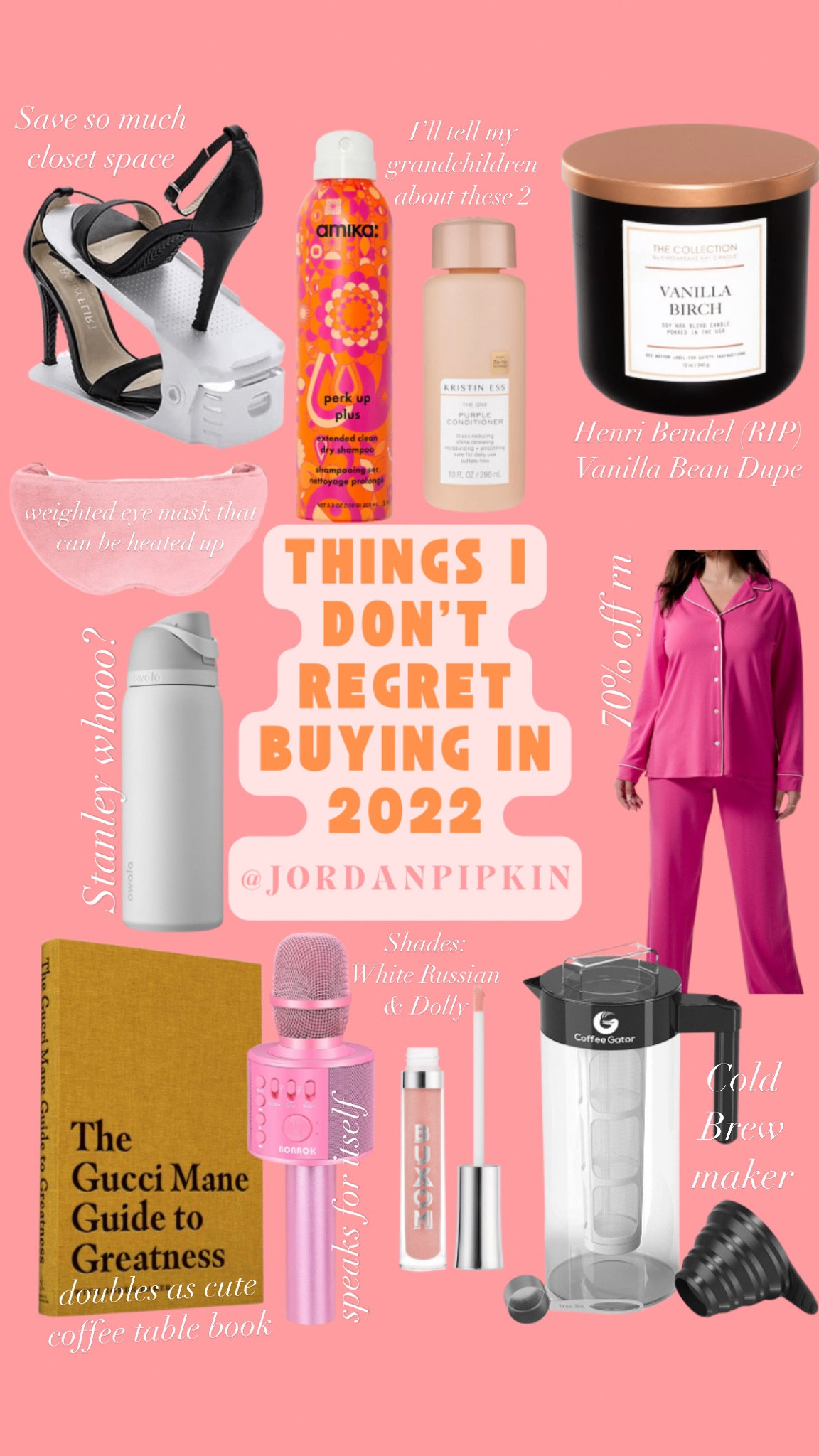 Weighted eye mask
Cold brew maker
Lip plumping gloss
Pink microphone
Gucci mane
Owala water bottle
Stanley cup dupe
Vanilla candle
purple shampoo for blondes
The best dry shampoo
Amika hair
Closet organizers
Home organization

#LTKFind #LTKunder50 #LTKhome