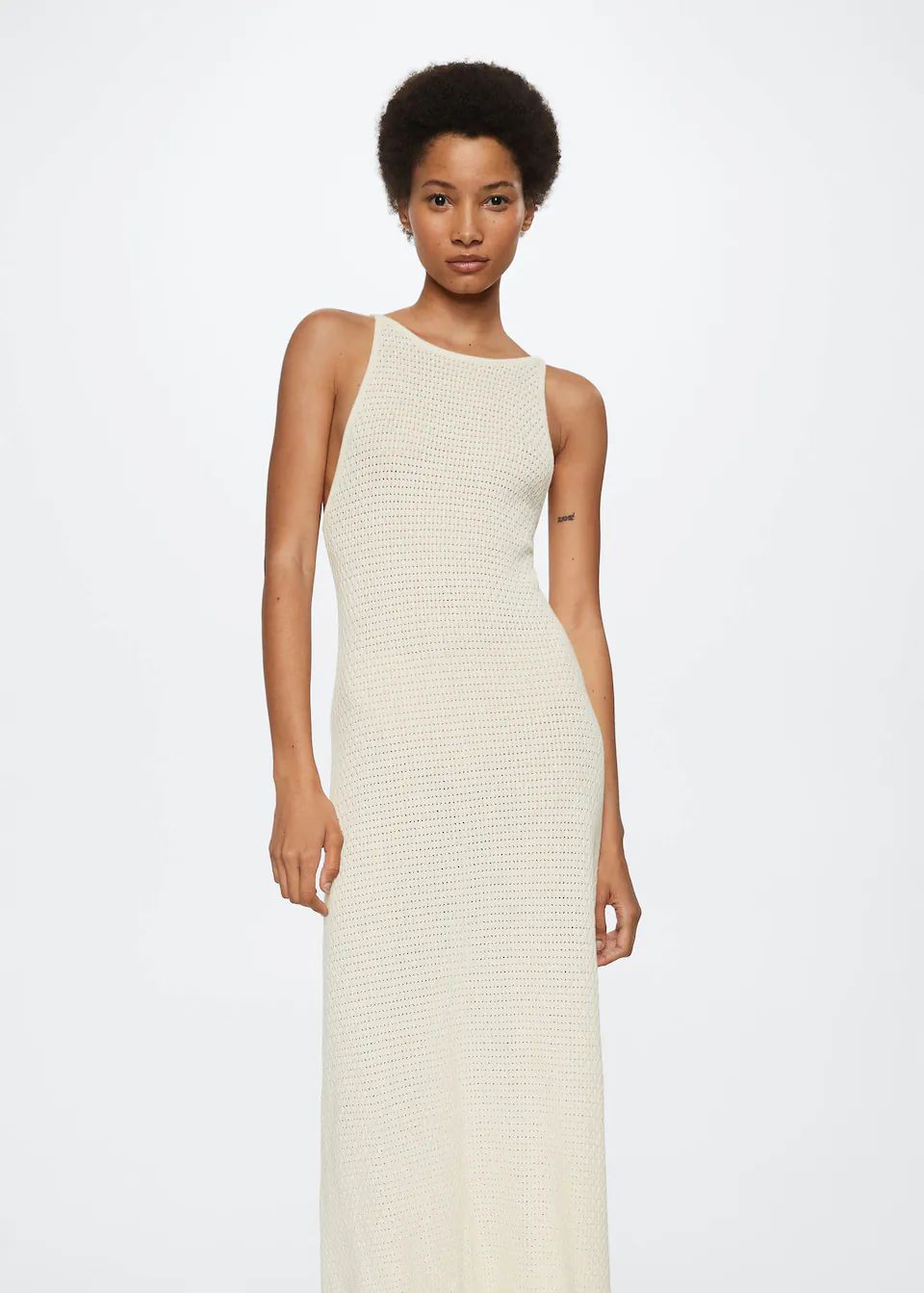 Knit cotton-blend dress | MANGO (US)