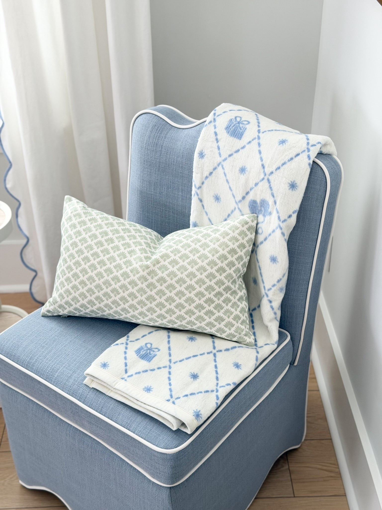 Love this new blue and white holiday blanket (and my blue scallop chair is back in stock!) 

Blue and white Christmas, Grandmillennial Christmas, gift idea, Christmas gift idea, Christmas blanket, blue and greener 

#LTKStyleTip #LTKHoliday #LTKHome