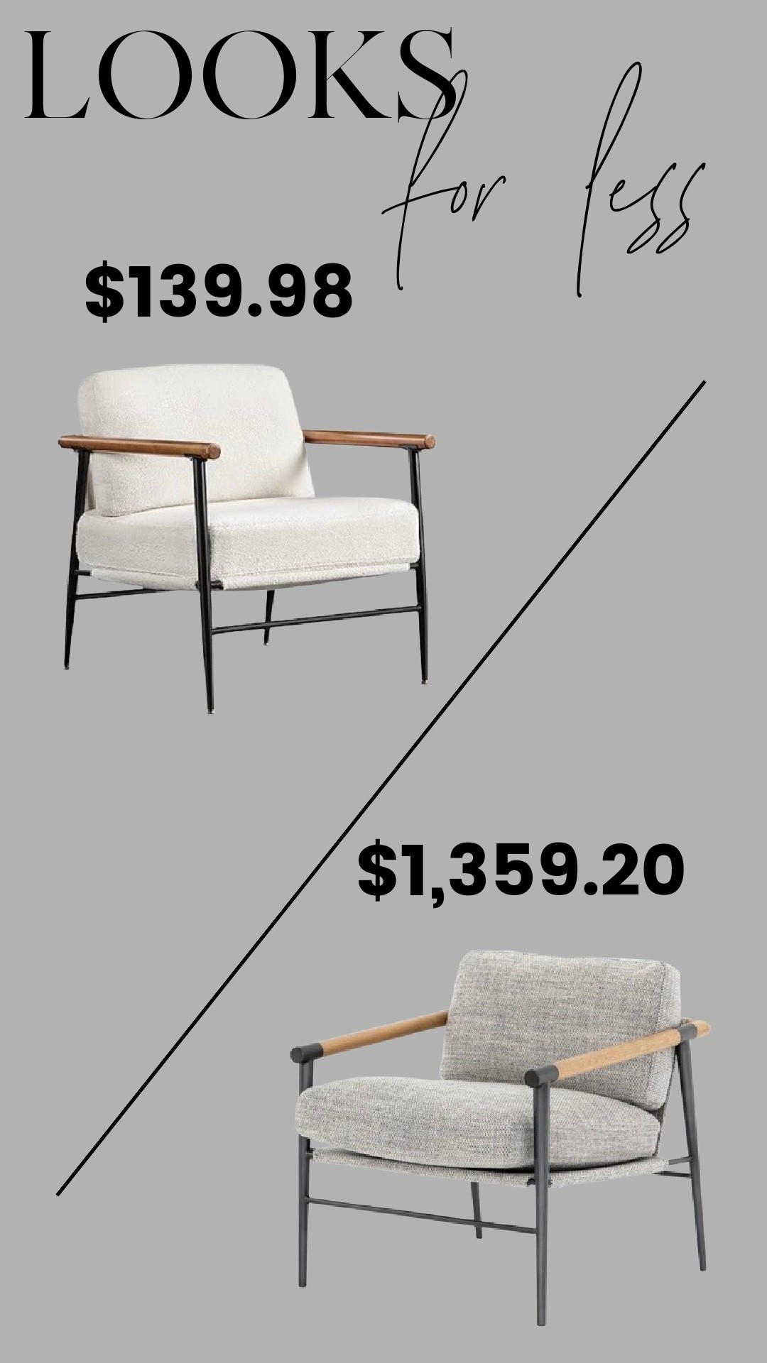 Modern accent chair look for less. Same clean lines, wood arm detail, and black metal frame for $139 instead of over $1,300. This silhouette feels high-end and architectural but still warm and livable. Perfect for a reading corner, layered in a living room, or styled in a bedroom. Designer shape without the designer markup.

#LTKSaleAlert #LTKHome