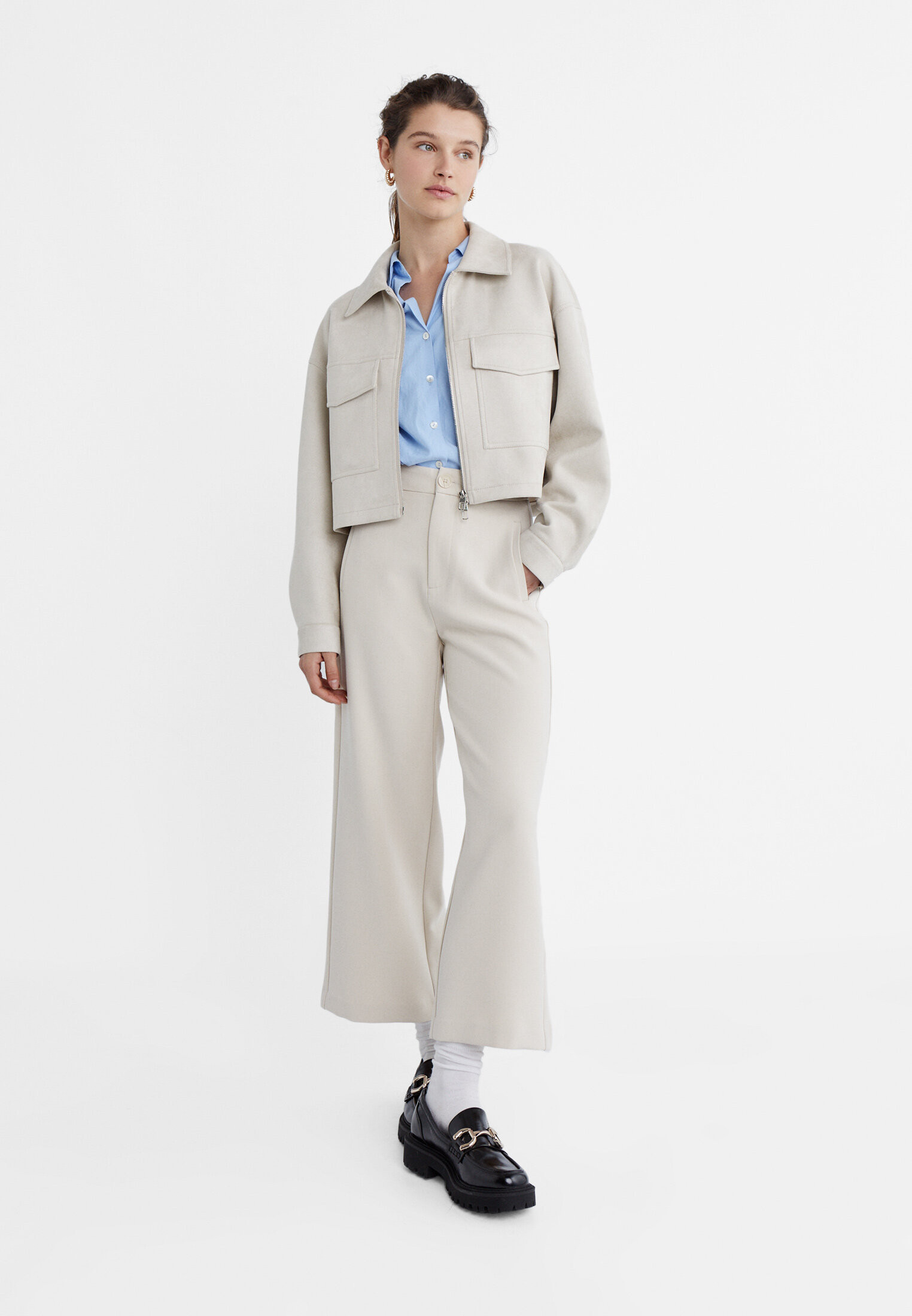 Jacke aus Wildlederimitat mit Reißverschluss | Stradivarius DE