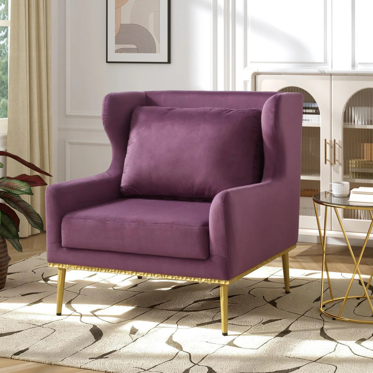 Streamdale Furniture Streamdale Purple Velvet Accent Armchair one_size | N763P360686I | Lowe's