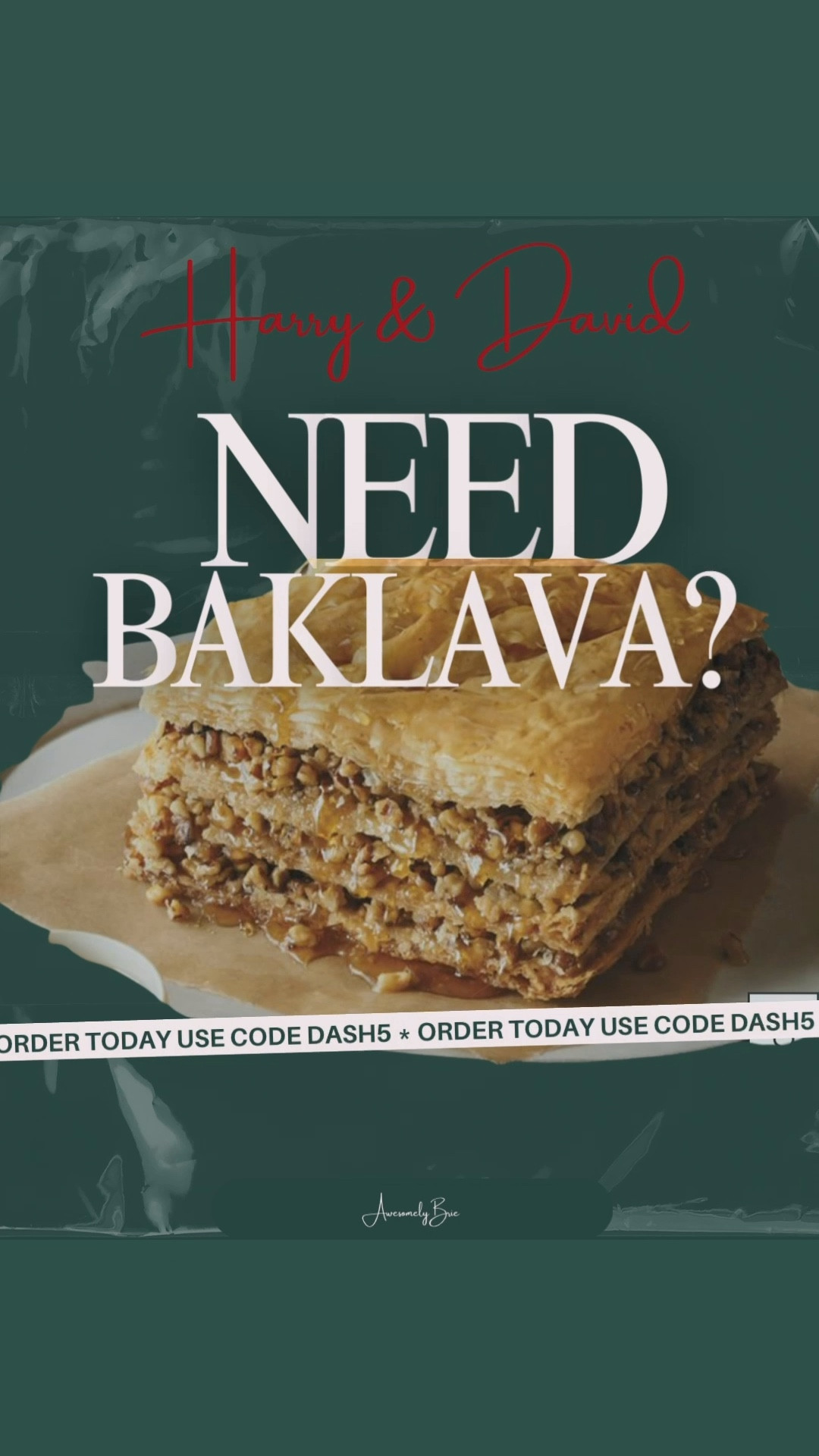 Is this your first time making baklava? Maybe you should get a back up just in case… There’s always room for extra baklava.

Order today and use the code DASH5 to receive this delicious dessert before Christmas 

#Baking #Cooking #Desserts 

#LTKfoodie #LTKHoliday #LTKSeasonal