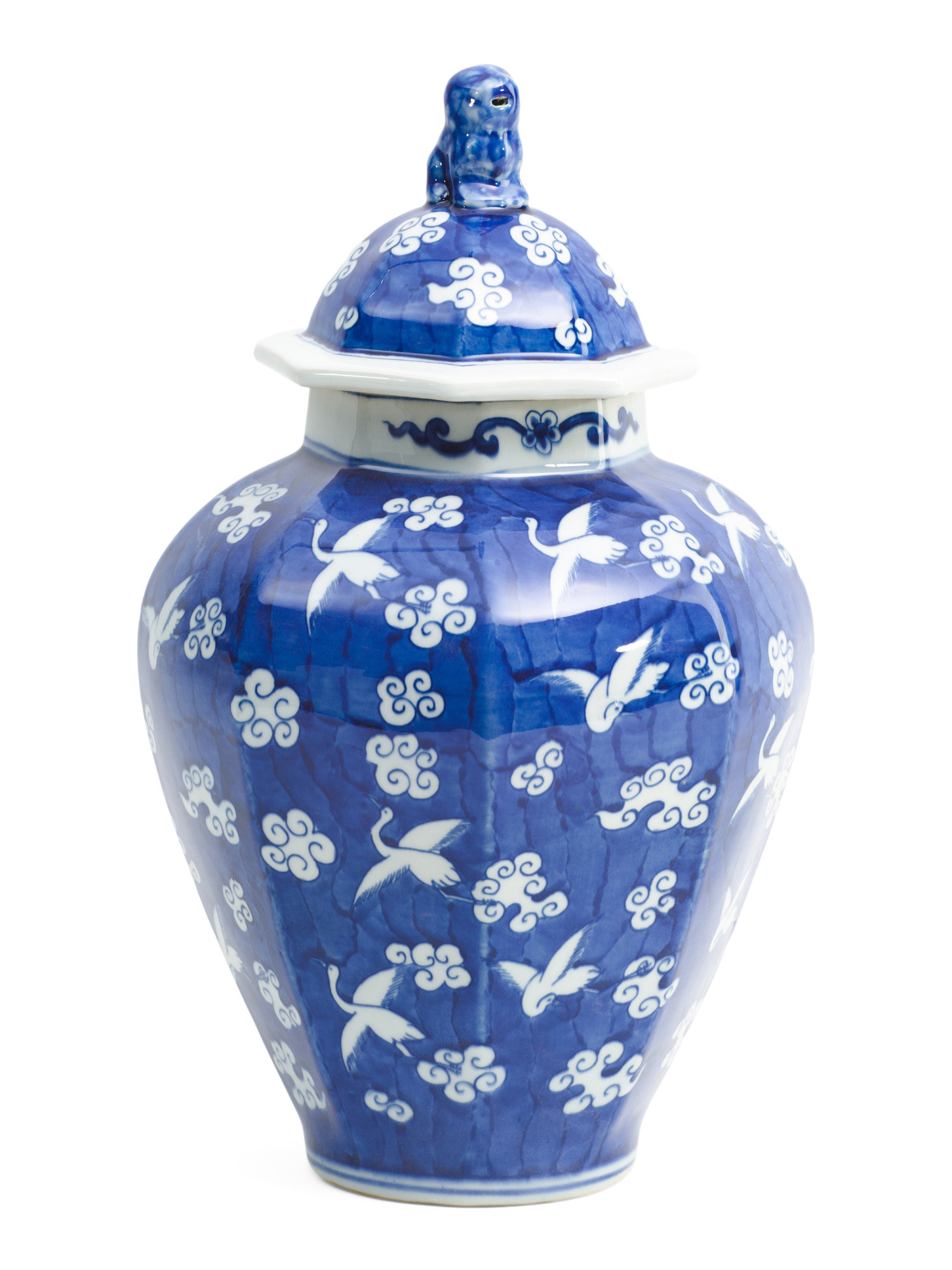 16in Crane Cloud Octagonal Lidded Jar | Home | Marshalls | Marshalls