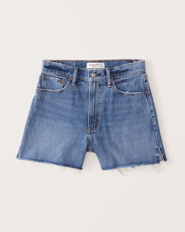 Curve Love High Rise 4 Inch Mom Shorts | Abercrombie & Fitch (US)