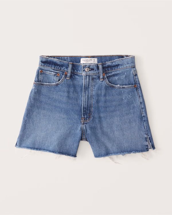 Women's Curve Love High Rise 4 Inch Mom Shorts | Women's Clearance | Abercrombie.com | Abercrombie & Fitch (US)